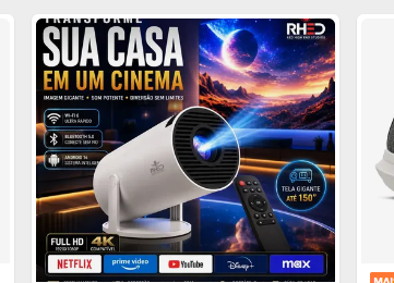 Projetor Smart Portátil Full HD 4K RHED